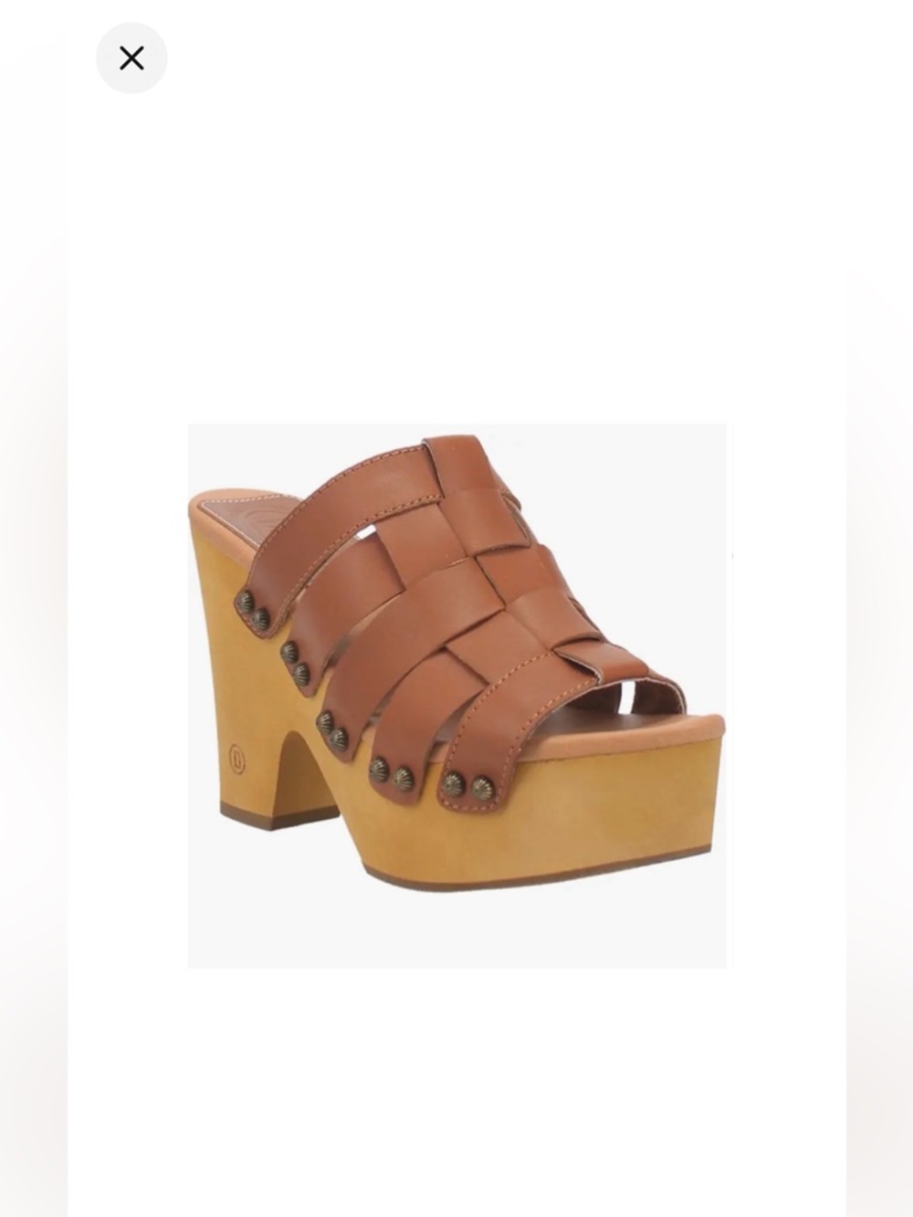 DINGO Dagwood Platform Leather Sandals Woven Clog Studded Mule Tan 9